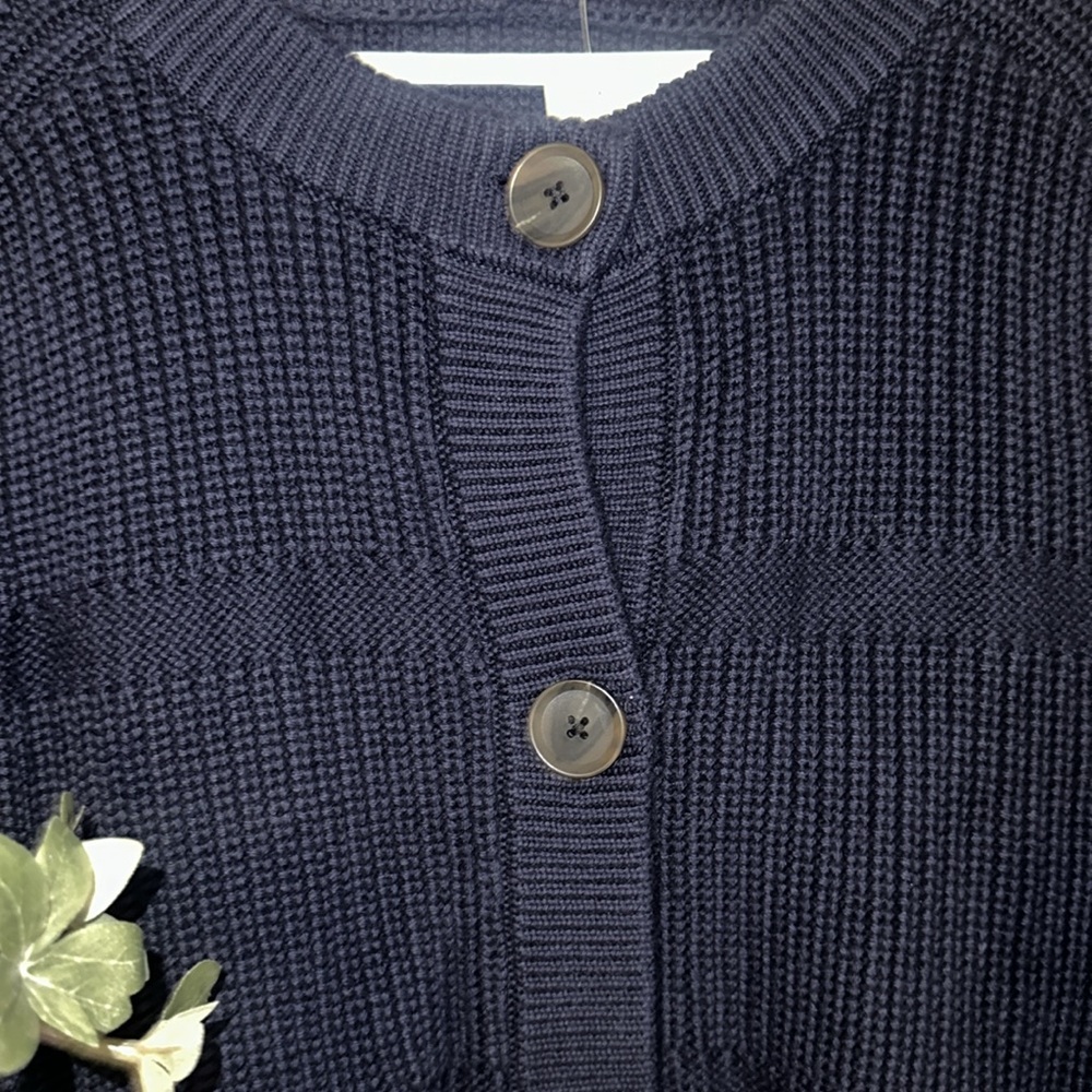 GAP Black Ribbed Button‑Front Cardigan - Picture 3 of 5
